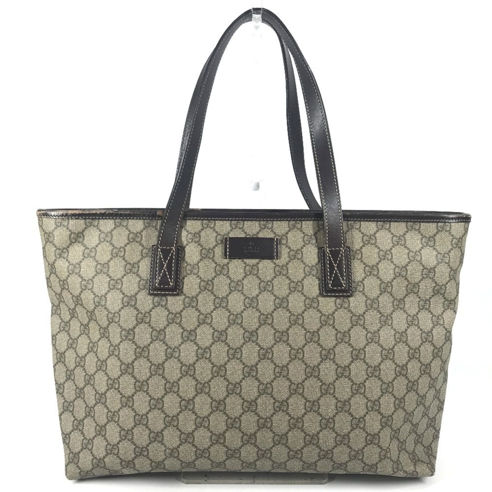 GUCCI 211137 GG Supreme Logo Bag Tote Shoulder Canvas Men's Women's Beige